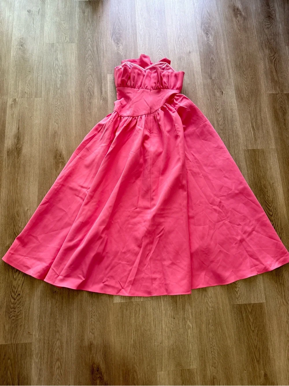 elliatt laurel pink ruffle bust boned strapless maxi gown dress size medium - Picture 8 of 12